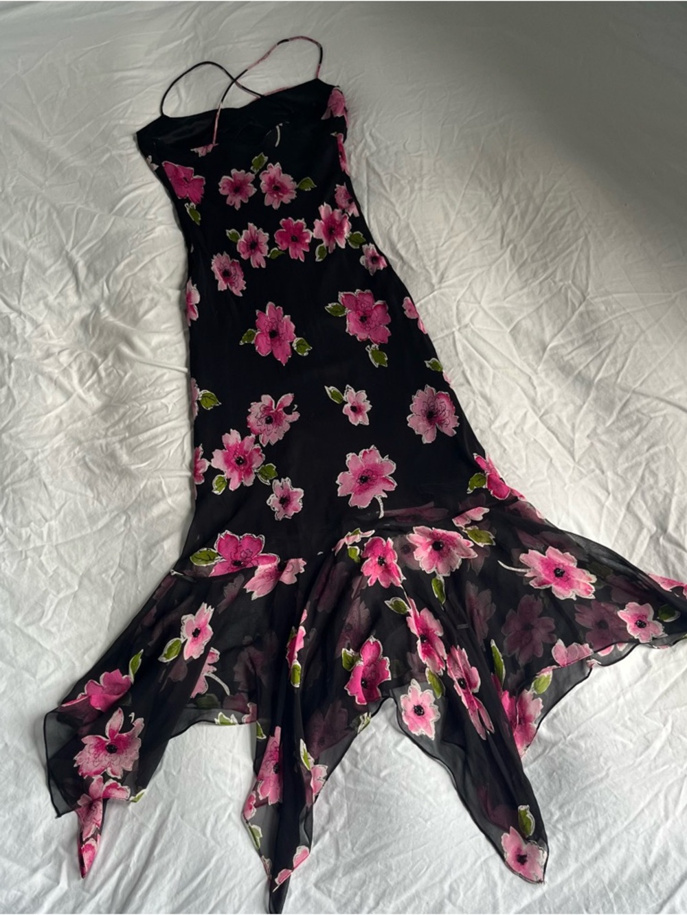 Y2K Vintage Sleeveless Silk Beaded Cache Maxi Dress US Size 8 - Picture 5 of 16